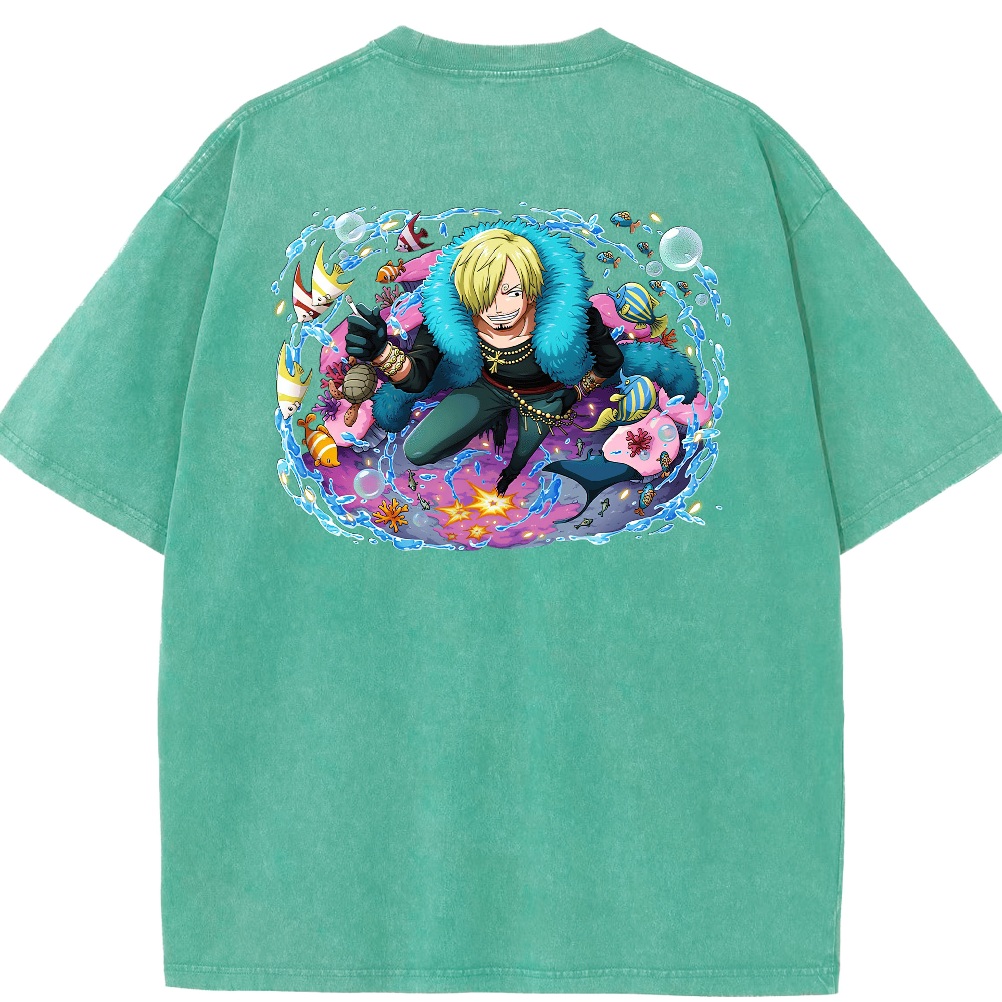 ワンピース サンジ ONE PIECE Sanji 綿100% ヴィンテージ風 半袖Tシャツ（背面プリント）